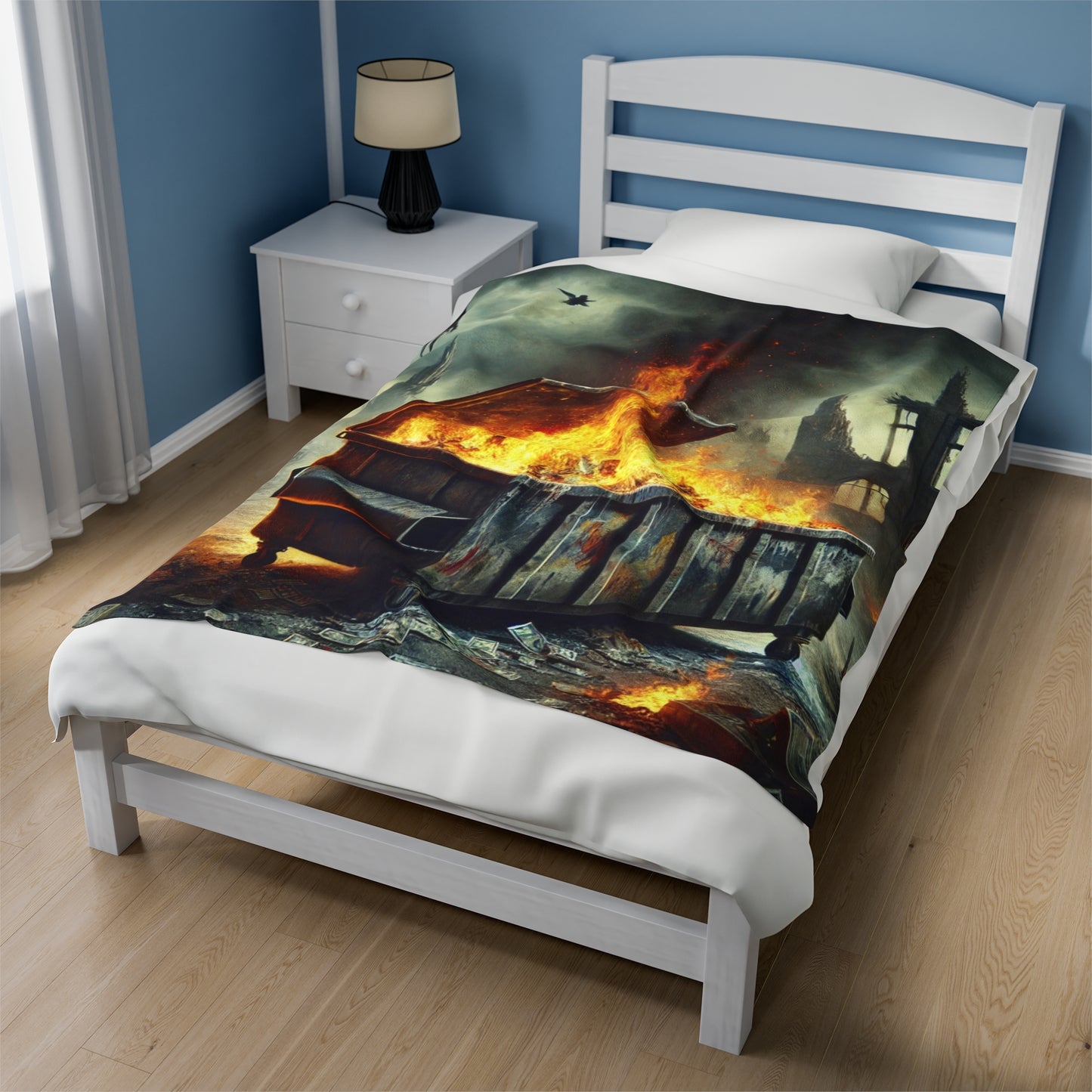 Dumpster Fire Velveteen Plush Blanket